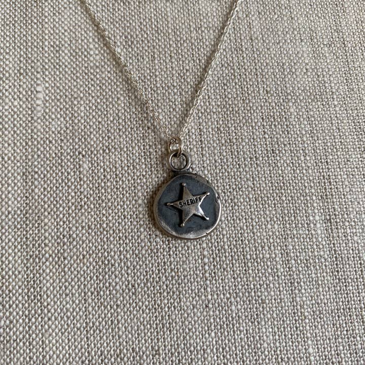 Sheriff Cutie Sterling Silver Badge Necklace by iNk Jewelry for wholesale by iNk Jewelry
