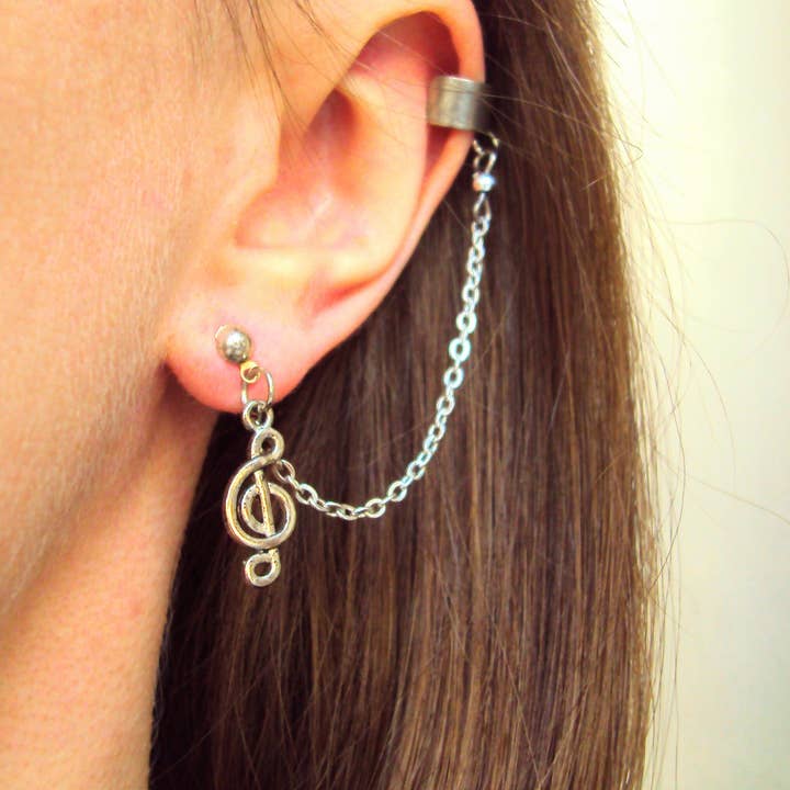 SomeBijoux4You - Vendita all'ingrosso Orecchini ear cuff/ear wrap - Orecchini a forma di chiave di violino, a forma di chiave di violino, senza perforazione della cartilagine6
