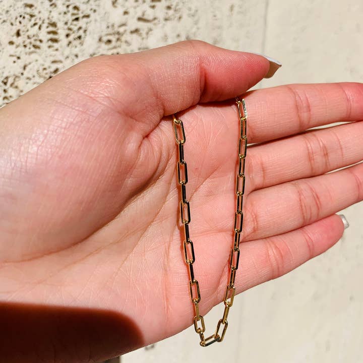 Wholesale Gold Filled 3mm Paperclip Necklace With Bolt Ring for wholesale by The Bead Bazaar