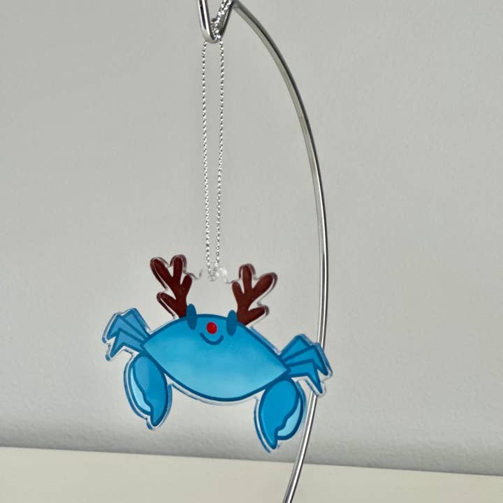 Adorno navideño de cangrejo azul con cuernos de reno para venta al por mayor de Chesapeake Charm Shop