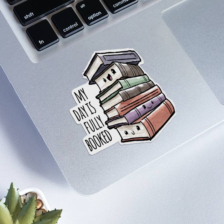 Aaron Millard Illustration - Wholesale Sticker - "Day is Fully Booked" Sticker – For Bookworms, Avid Readers,4