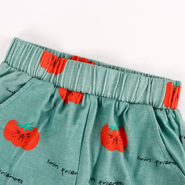 iMiN Kids - Wholesale Trousers – Kids - Wide Leg Cotton Pants Mineral Green Boom Tomato3