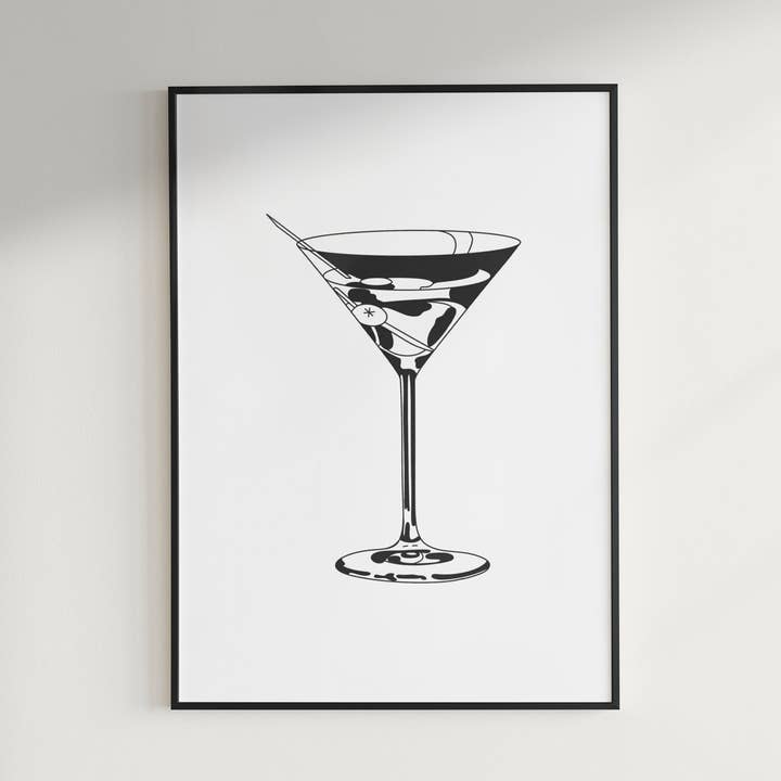 Vintage Martini Cocktail Art Print: Classic Bar Decor for wholesale by Hound & Fox Print Co