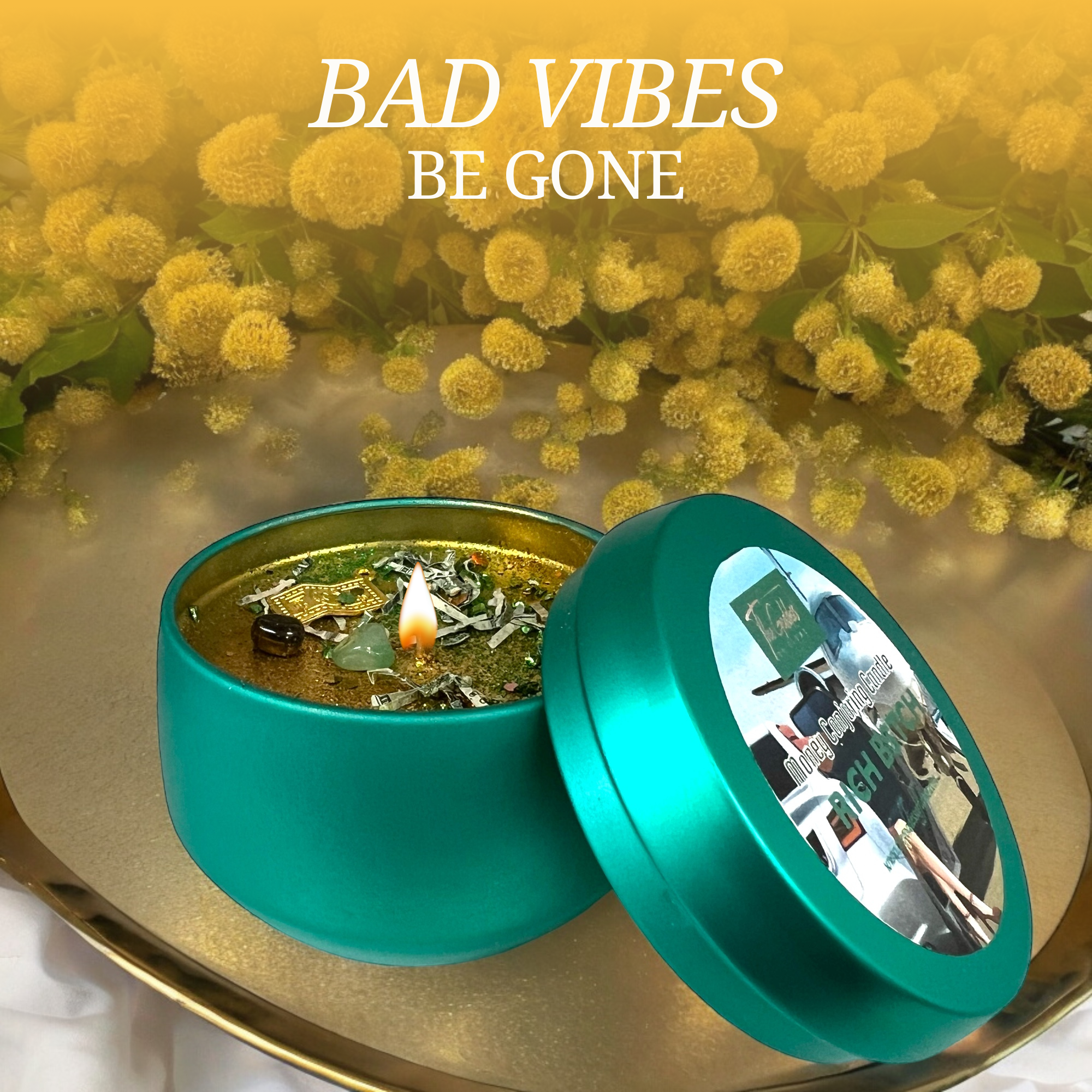 Green Rich B$tch Magic Money Spell Candle for wholesale on Faire6