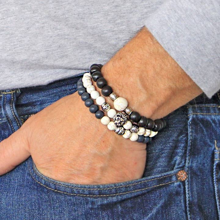 Herren-Armbänder, 3er-Set, elastische Perlenarmbänder, stapelbar für den Großhandel von Bohemian Bracelets