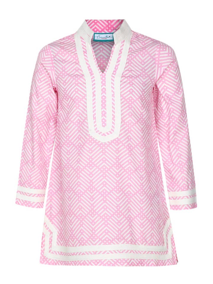 Robe cabana à manches longues à chevrons à pois, fille pour la vente par Carvalho Couture