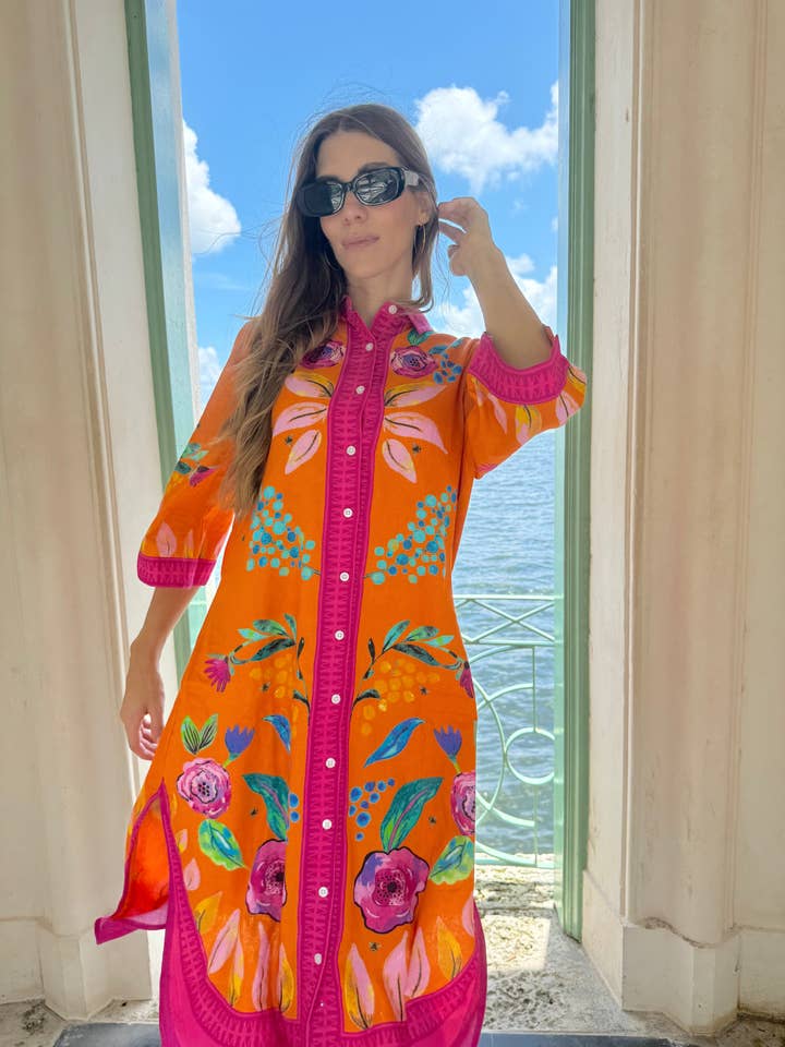 IslaPayal – wholesale Klänning - Dam – IBIZA MIDI | BEE'S GARDEN ORANGE