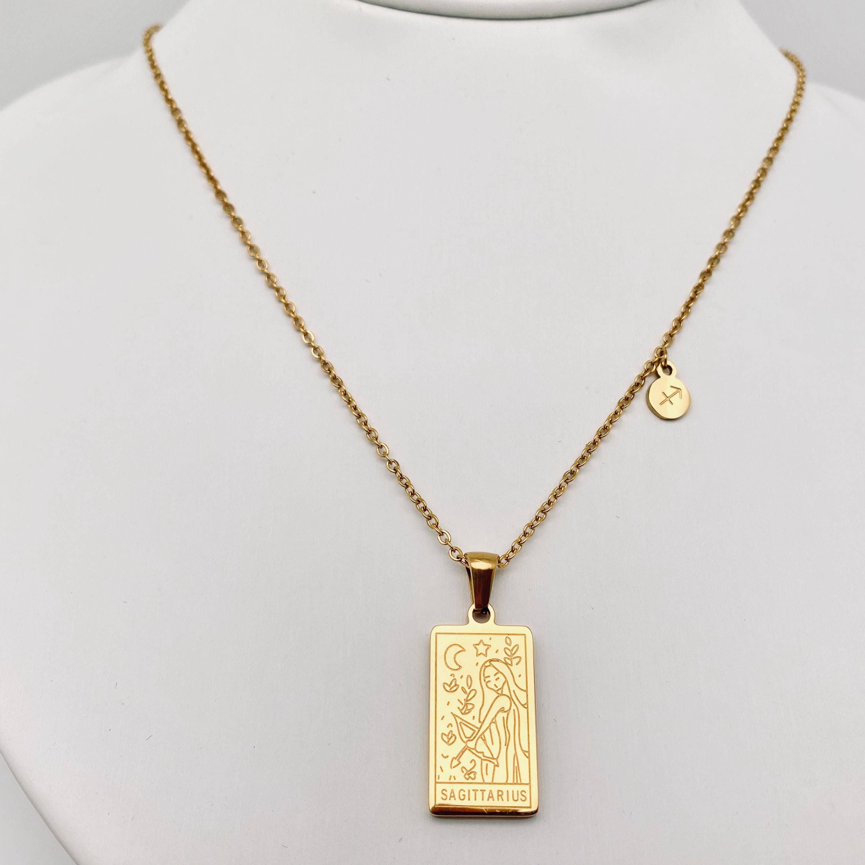 Mio Queena - Wholesale Pendant/Charm Necklace - Golden Stainless Steel 12 Constellation Charm Necklace - FGS11