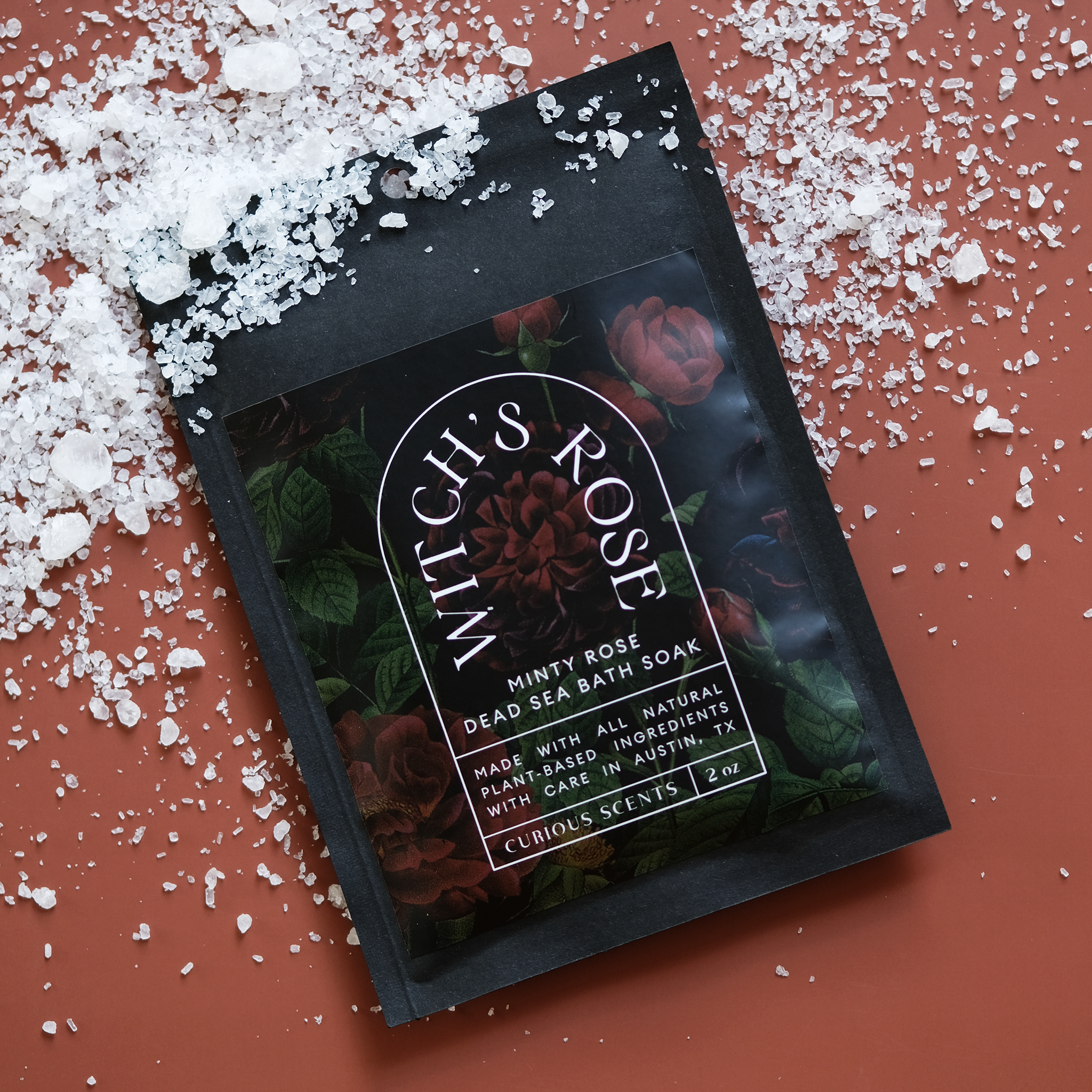 Curious Prints – wholesale Badsalt och skumbad – Häxans Ros Mintig Ros Botanisk Havssalt Badblötläggningspåse0