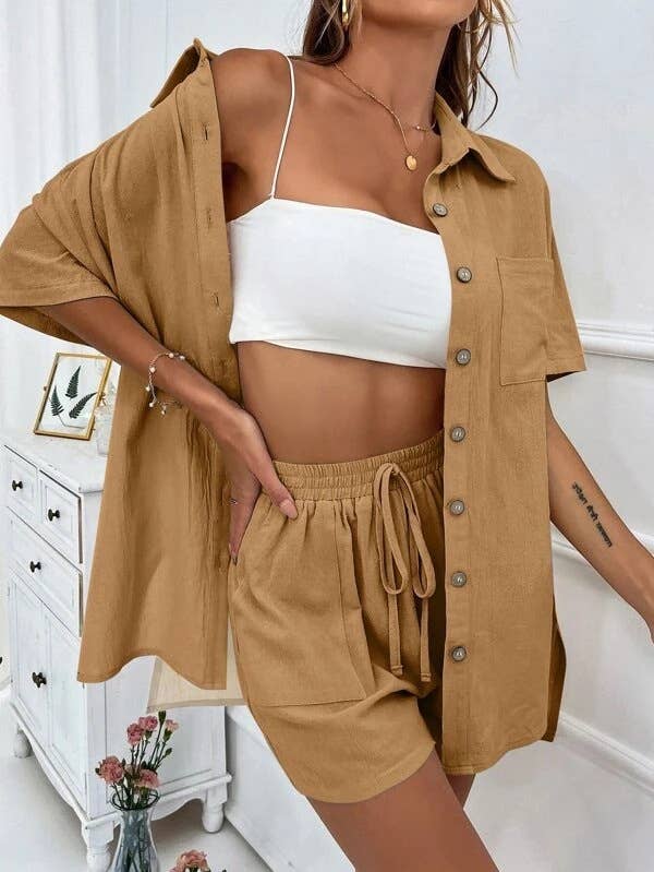 Sweetkama – wholesale Top & short set (NOT loungewear) – Women’s – Sweetkama Ladies Solid Color Top and Short Set Daily Set10
