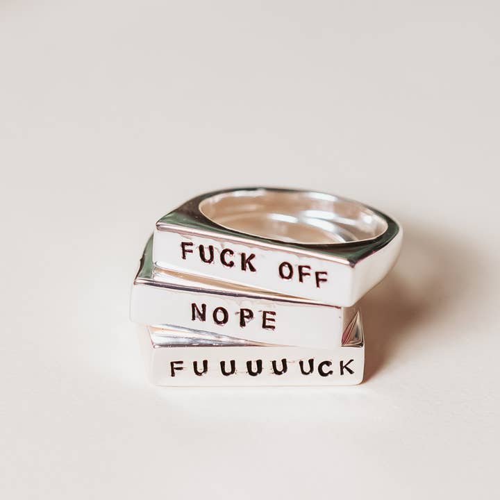 Salt and Sparkle - Wholesale Band/Stacked Ring - FUUUUUCK Gold or Silver Flat Top Ring
