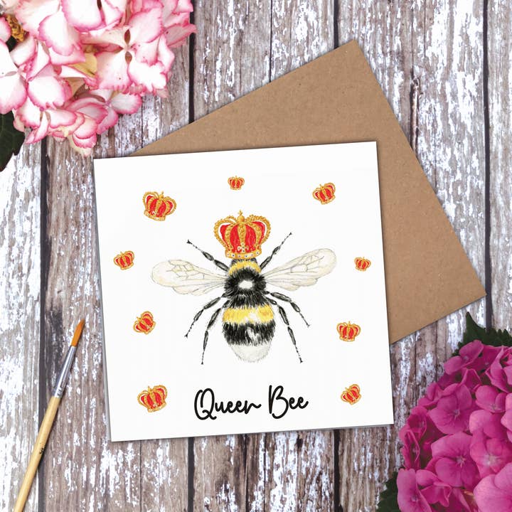 'Queen Bee' Queen Bee card for wholesale by Utterly Conkers
