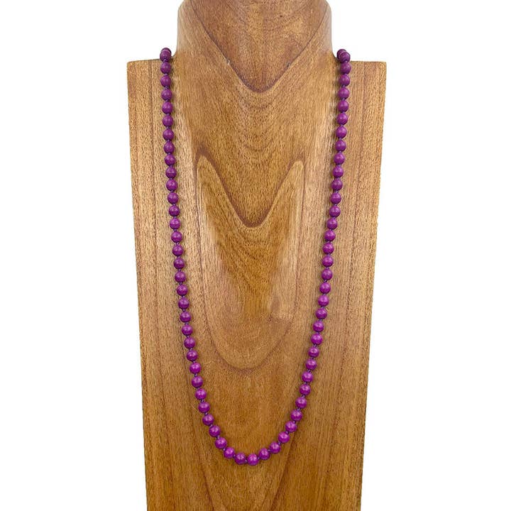 NKY250525-15 32'' 6mm silver Navajo pearl with purple stone beads Necklace (Copy) for wholesale by Western Elite Jewelry