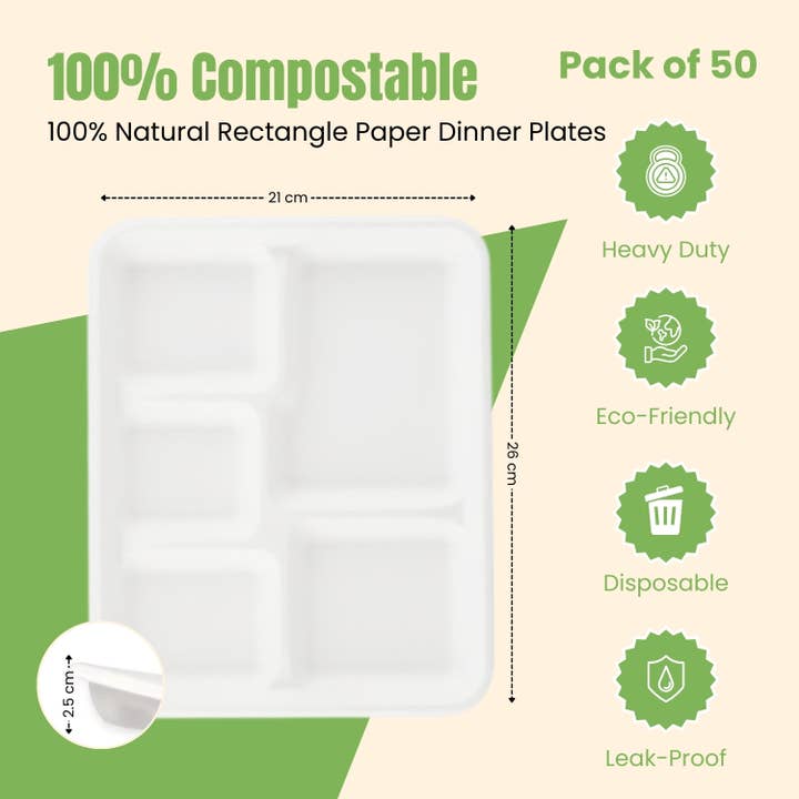 50 Pk Plates Sugarcane Bagasse Eco Biodegradable Party BBQ for wholesale by Home Shopa