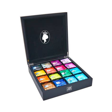 Black Wooden - Deluxe Tea Chest, 16 cavity for wholesale by Tea Tonic