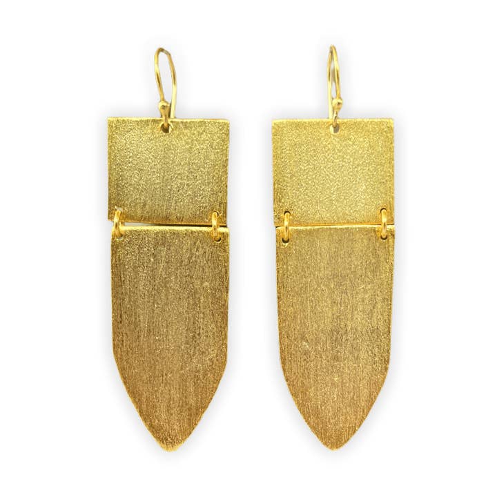 Goldene große kantige Marion ADMK Ohrringe für den Großhandel von ADMK Jewelry