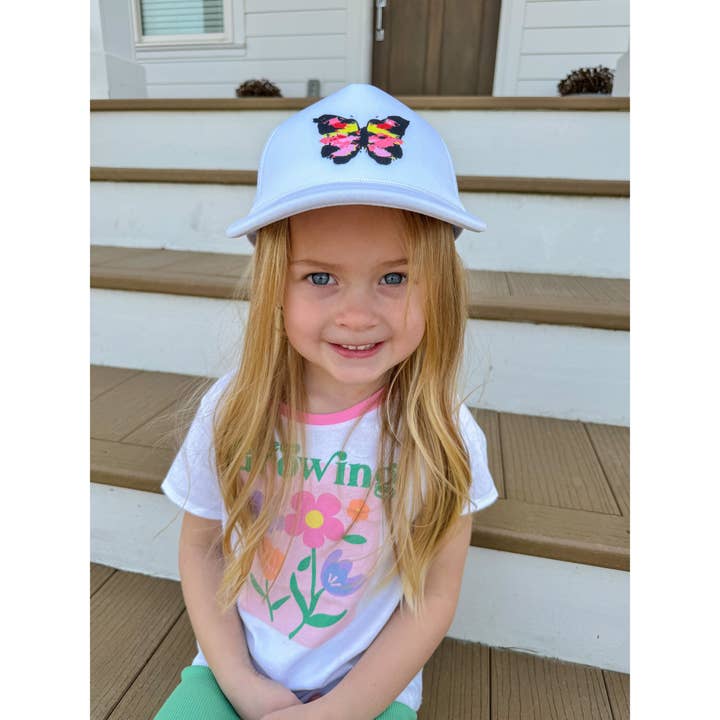White KIDS Bright Abstract Butterfly C.C Ball Cap KIDSGBA01 for wholesale on Faire1