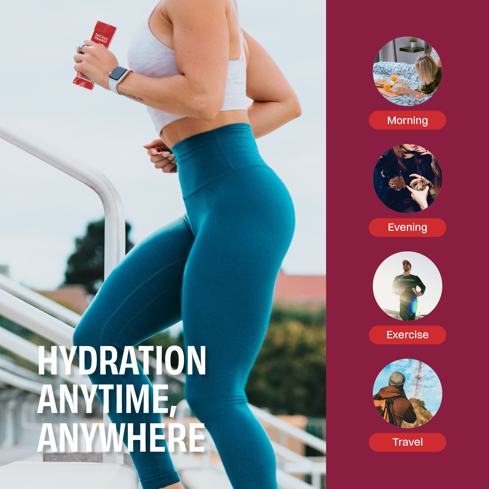 No Days Wasted - Vendita all'ingrosso Bevanda salutare in polvere - Replenisher idratazione - Cherry Melograno4