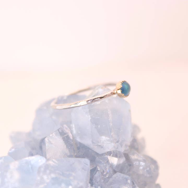 Esme - Wholesale Single Stone/Solitaire Ring - Opal Gemstone Ring in 14k Gold on Sterling Silver Band
2