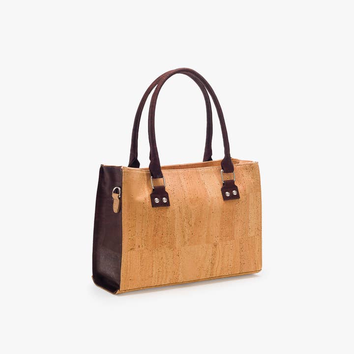 Artelusa - Vente Sac porté épaule – femme - Sac à bandoulière en liège naturel et chocolat1