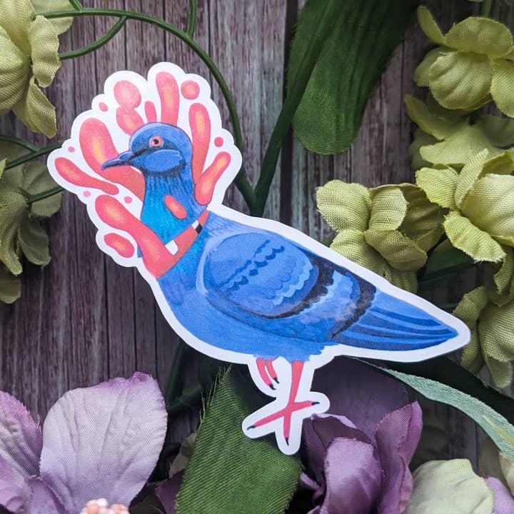 Adesivo in vinile "Pigeon Head Birds Aren't Real" per la vendita all'ingrosso da parte di Witchbriar Cottage