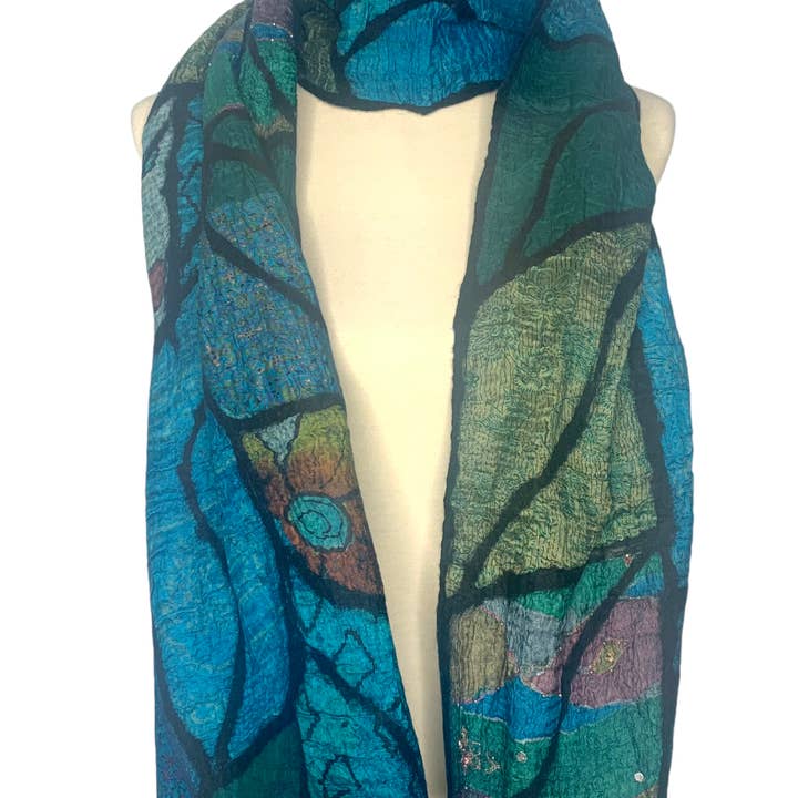 Pomegranate Moon – Großhandel Schal – Damen – Sari Patchwork - Blau1