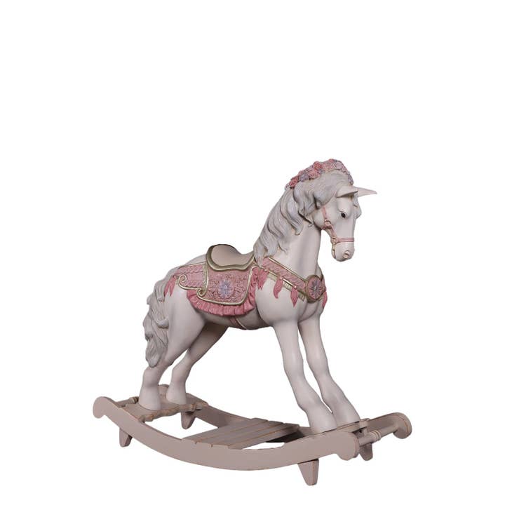 Pink Romantic Rocking Horse Statue for wholesale by LM Treasures