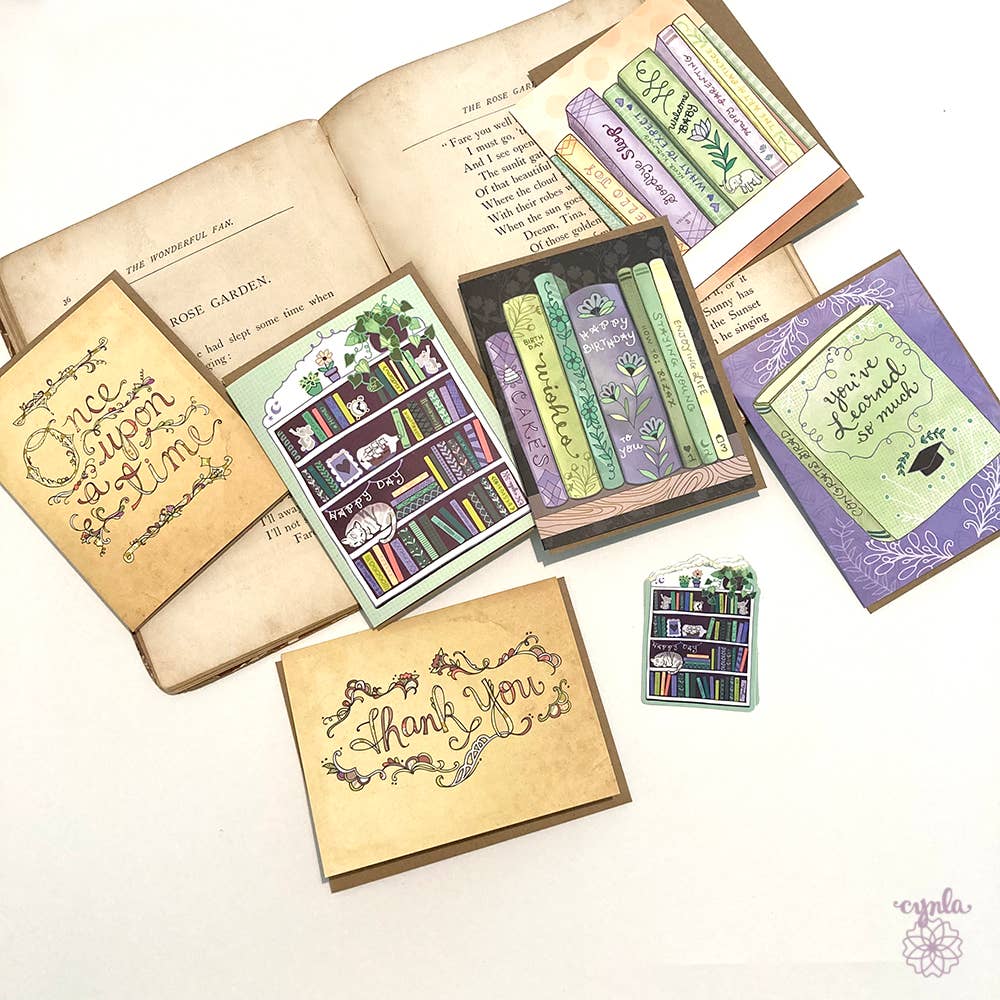 Cynla - Wholesale Everyday Greeting Card - Book Greeting Card - bookcase card, library, i love books3