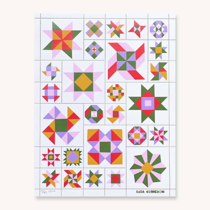 Poster Stamp series 6 - 27 Quilt Squares for wholesale by Lisa Congdon Art & Illustration