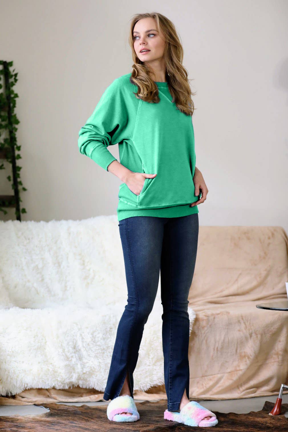 42POPS - Wholesale Sweatshirt - Women's - ',,,, Washed French Terry Pullover With Side Pockets19