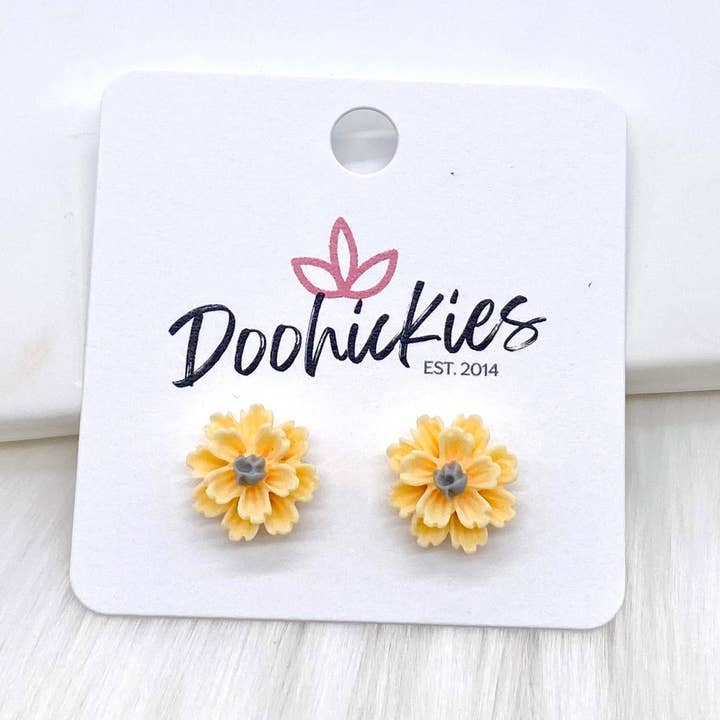 Doohickies - Wholesale Stud/Post Earrings - 12mm Spring Wildflower Dayzz Studs -Earrings