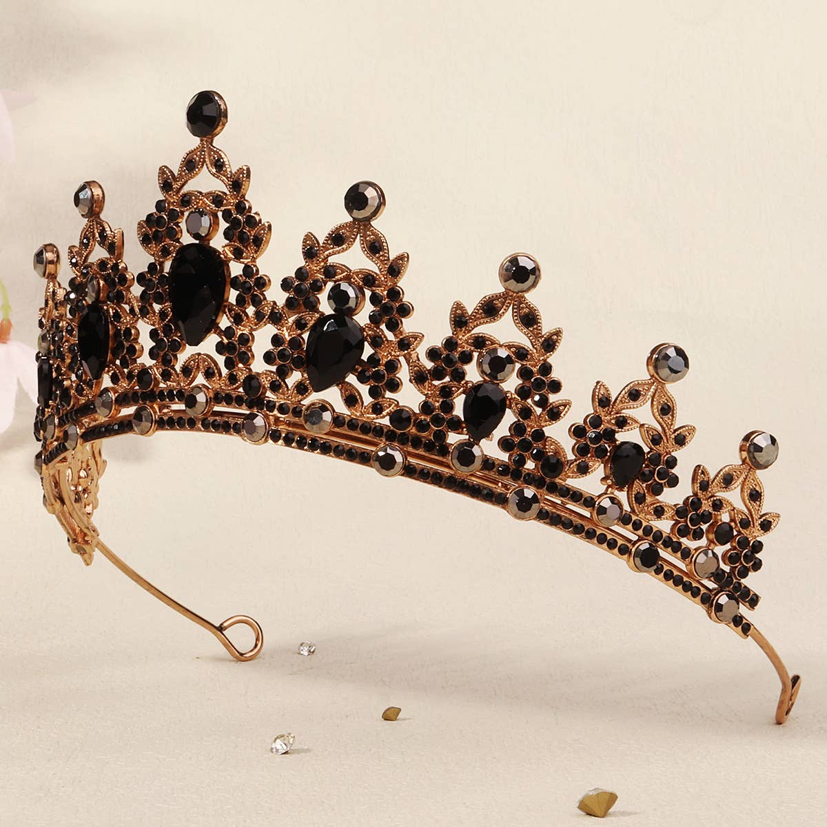Tourtiwi - Wholesale Tiara - Women's - Obsidian Tiara Rhinestone Alloy Headdress Black Crown29