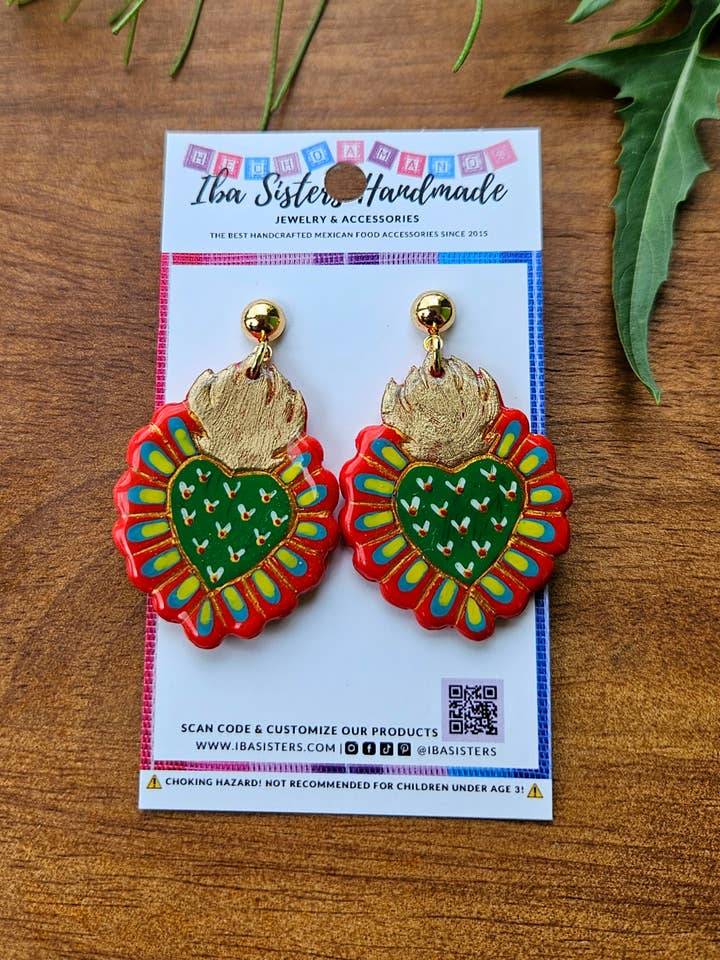 Nopalito Hellige Hjerte Øreringe (Kaktus) for engroshandel hos Iba Sisters