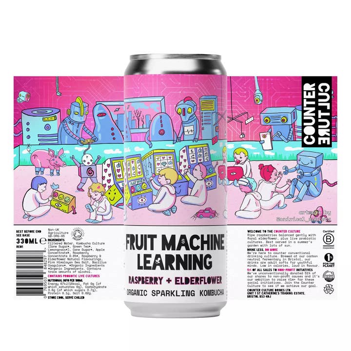 Counter Culture Drinks – wholesale Kombucha – Counter Culture - Raspberry + Elderflower Organic Kombucha Soda