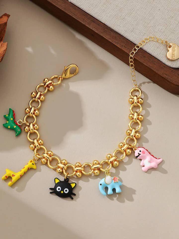 Colgantes Divertidos de Cadena: Experimenta Diversión y Magia con Nuestra Pulsera de Encanto de Animales Chapada en Oro de 18K para venta al por mayor de PHOEBE´S