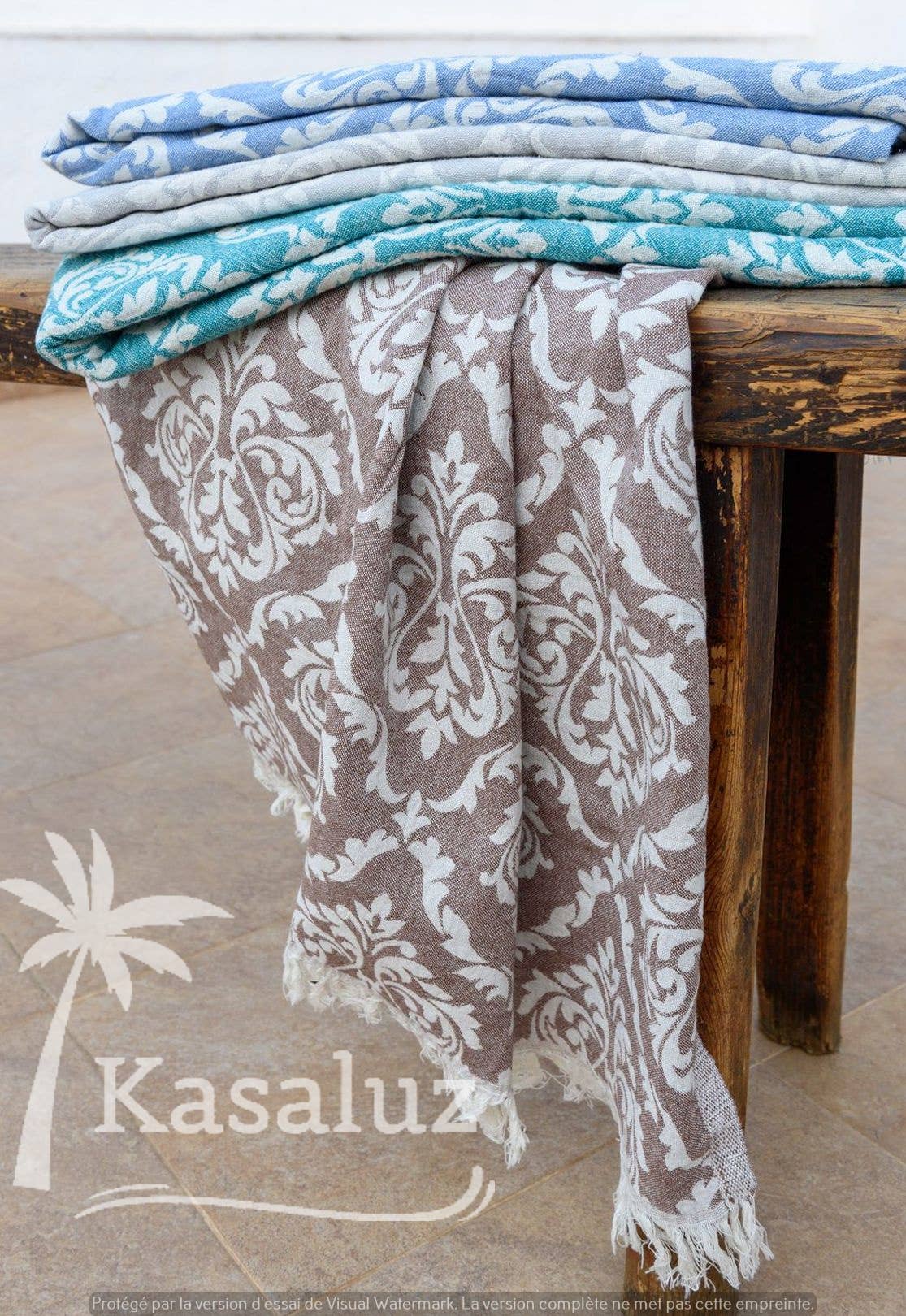 KASALUZ - Wholesale Beach Towel - Fouta Fleur de Lys Terracotta 100% cotton3