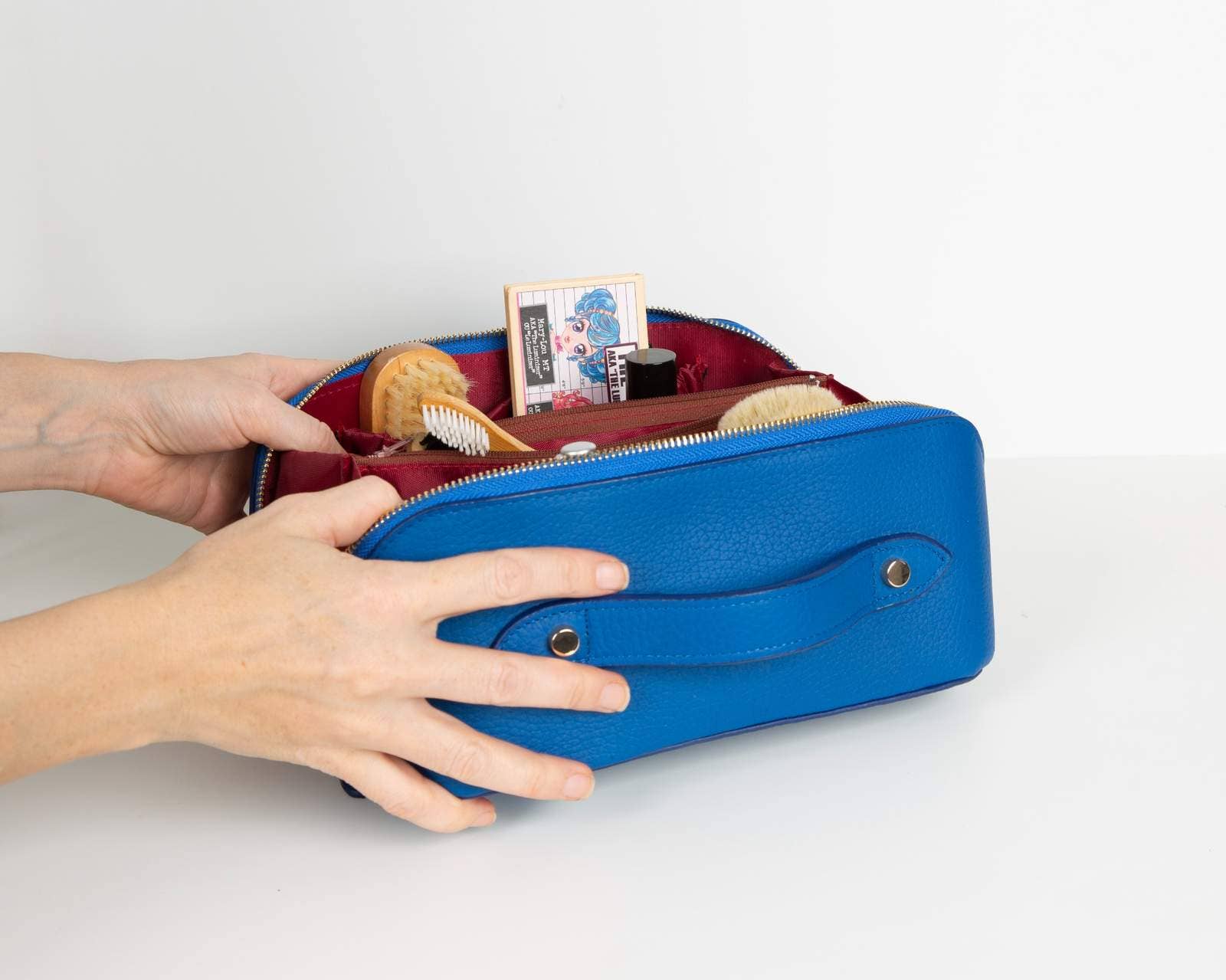 Lupinny Leather - Vente Trousses de maquillage/cosmétique - Trousse de maquillage en cuir Ellati – Trousse de toilette et étui de voyage durable4