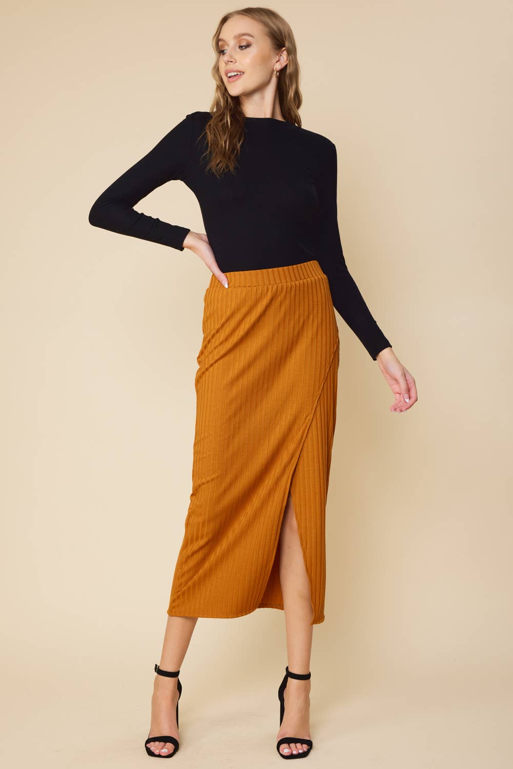 FSL Apparel - Wholesale Skirt - Women's - SS8032 - RIBBED WARP MIDI SEXY SKIRT11