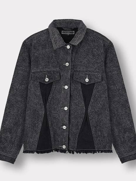 Veste en denim contrastée - Noir pour la vente par HERMAN & CO