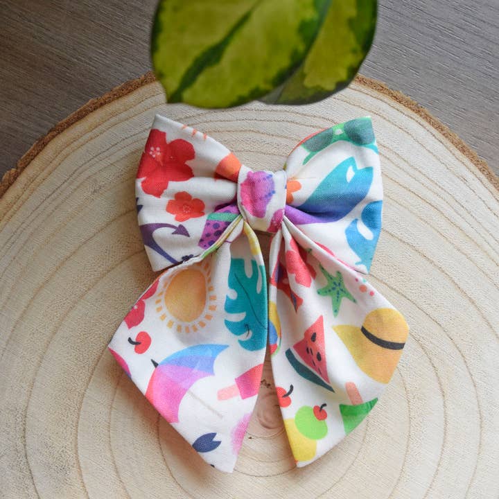 Noeud papillon marin d'été pour chat ou chien avec imprimé plage arc-en-ciel pour la vente par CrazyCoolCat