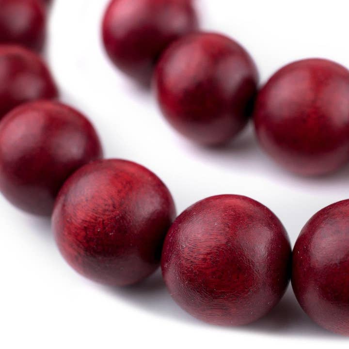 The Bead Chest – wholesale Beads – 20mm Red Round Natural Wood Beads