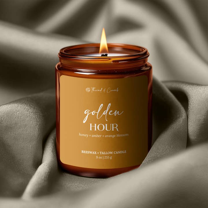 "Golden Hour" Beeswax + Tallow Candle | Holiday Candle for wholesale by Thread & Crumb