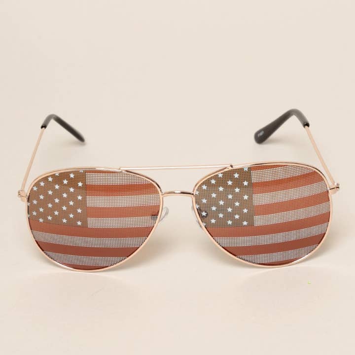 ASSORTED COLOR USA American Flags Aviator Sunglasses for wholesale on Faire