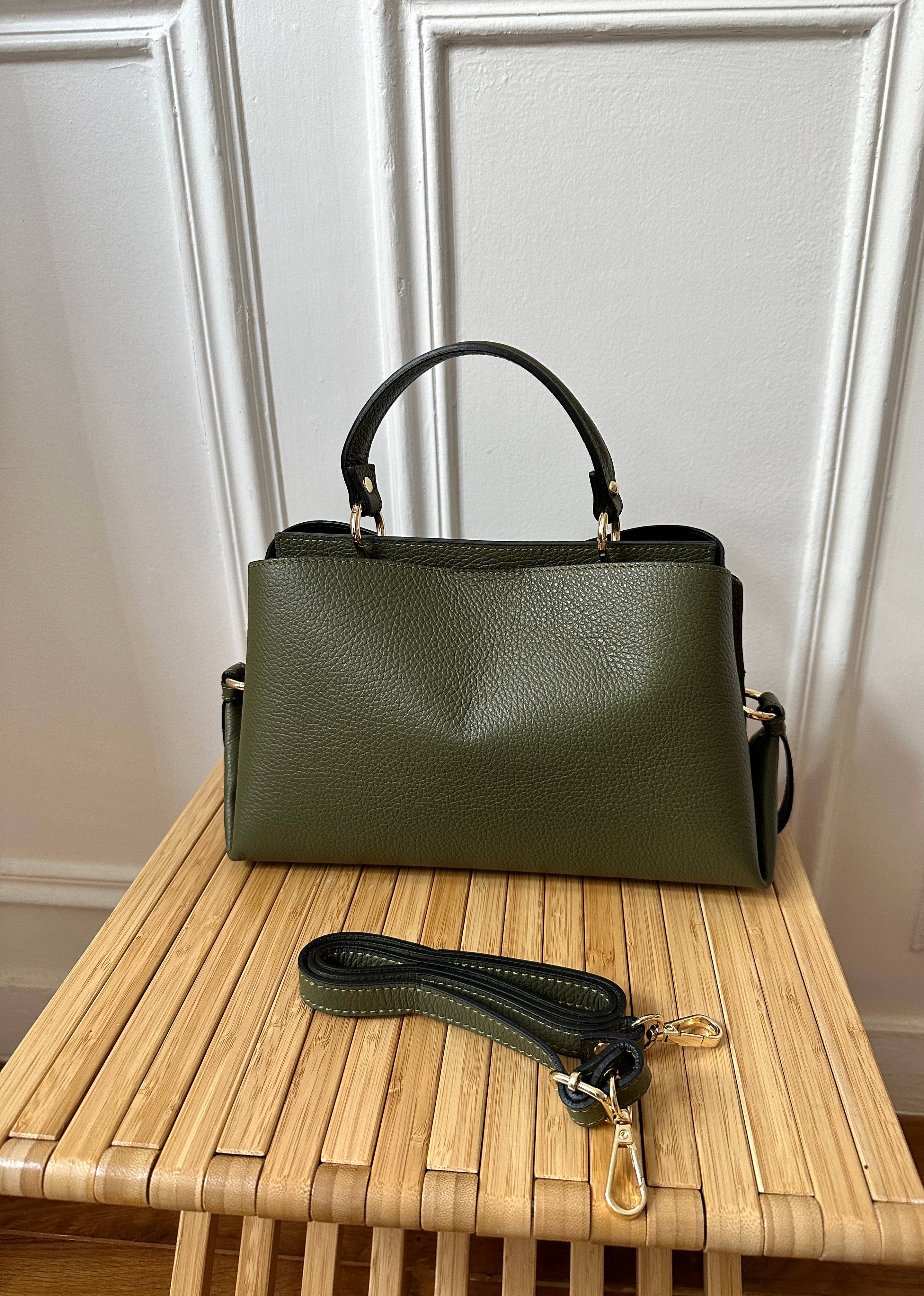 JULIA PARIS - Venta al por mayor Bolso con asas - Mujer - Bolso de piel granulada con asa de mano y correa para hombro4