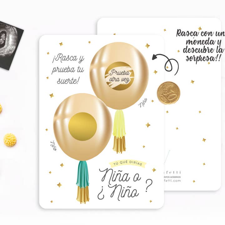 Wild Confetti – Großhandel Babykarte – Rubbelkarte zur Enthüllung des Babygeschlechts (Spiel 5 Stk)