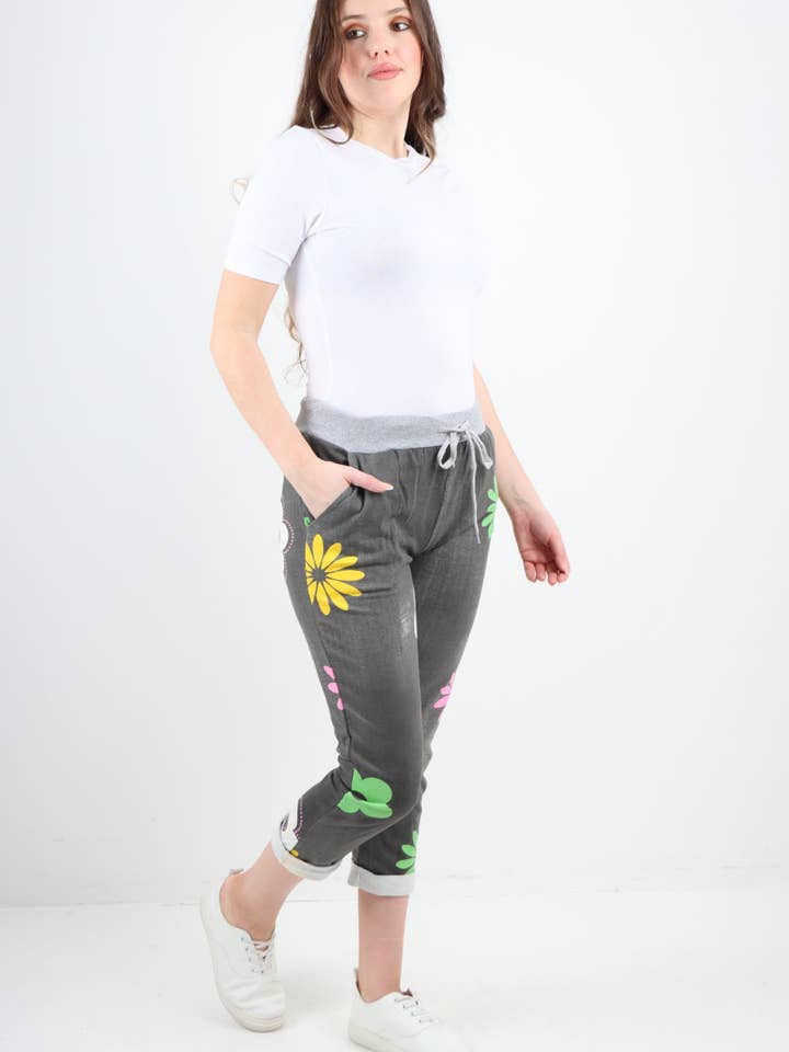 Miss Bold - Wholesale Pants - Women's - Italian Ditsy Floral Printed Cotton Trousers5