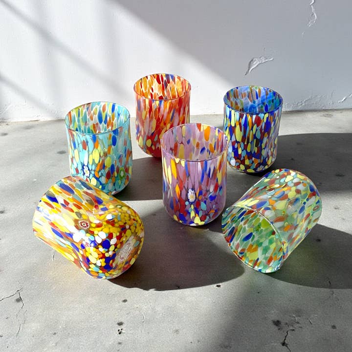 6 Verres en verre "Les Couleurs de Murano CILINDRE-CLASSIQUE pour la vente par Mazzega Art & Design