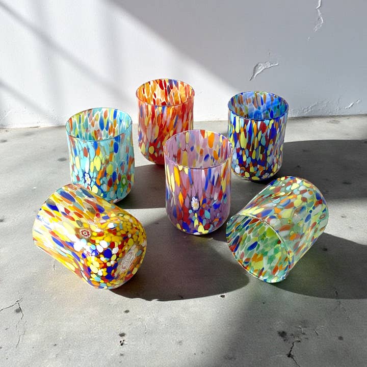 6 Glas i "I Colori di Murano CILINDRO-CLASSIC" glas for engroshandel hos Mazzega Art & Design