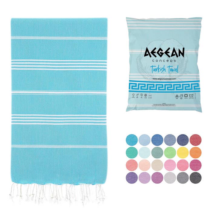 Aegean Concept - Wholesale Beach Towel - Aegean Concept Turkish Beach Towels – Oversized, Quick-Dry, Soft & Packable – Anthracite, 37 x 77 inches – Ideal for Swimmers & Travel – Pack of 15