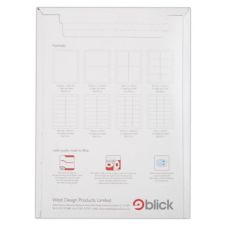 West Design Products – wholesale Presentetikett – Blick etiketter A4 99.1mm x 67.8mm 8 etiketter ark 100 ark